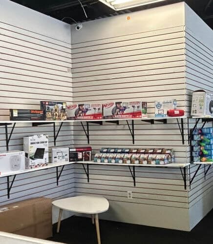 Items for sale on a shelf